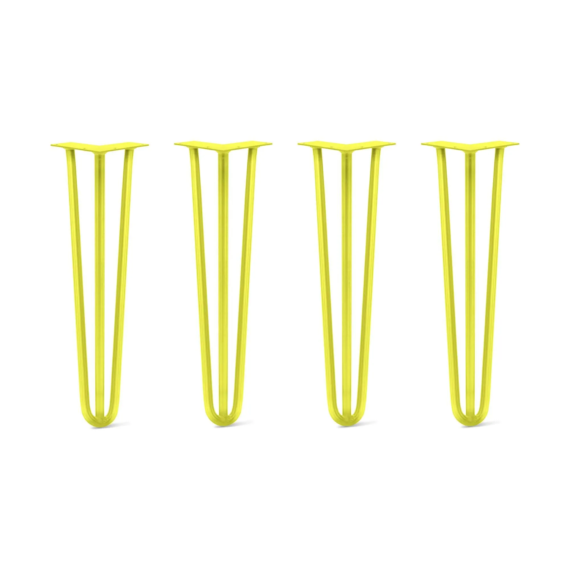 Hairpin Legs Set of 4, 3-Rod Design - Yellow Powder Coated Finish