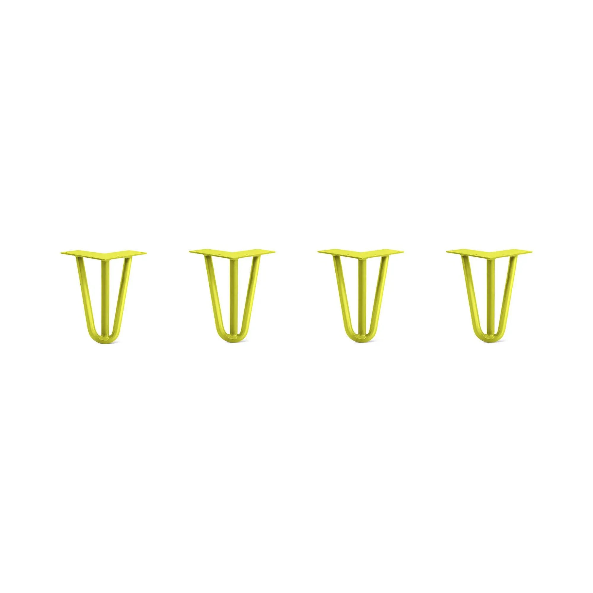 Hairpin Legs Set of 4, 3-Rod Design - Yellow Powder Coated Finish