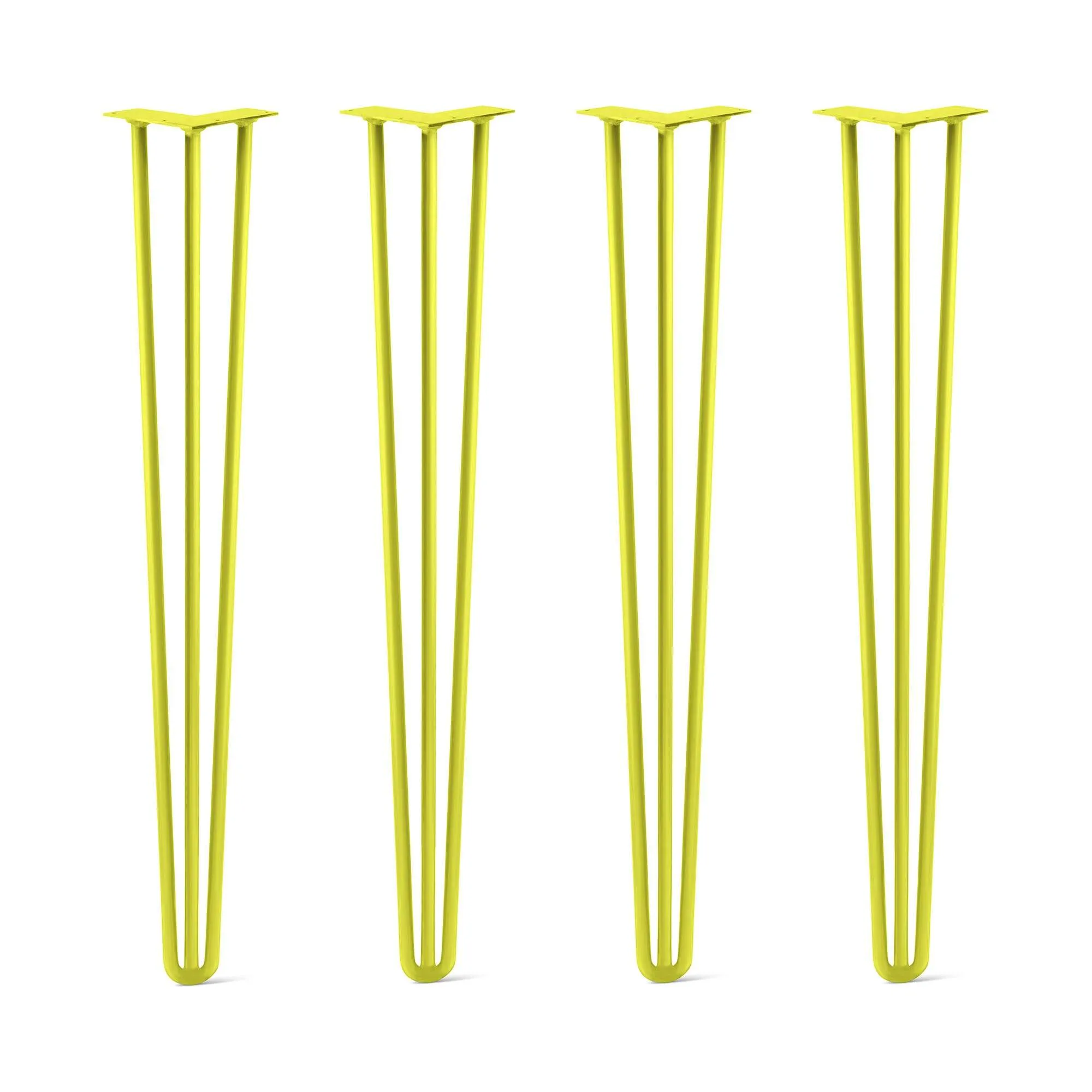 Hairpin Legs Set of 4, 3-Rod Design - Yellow Powder Coated Finish