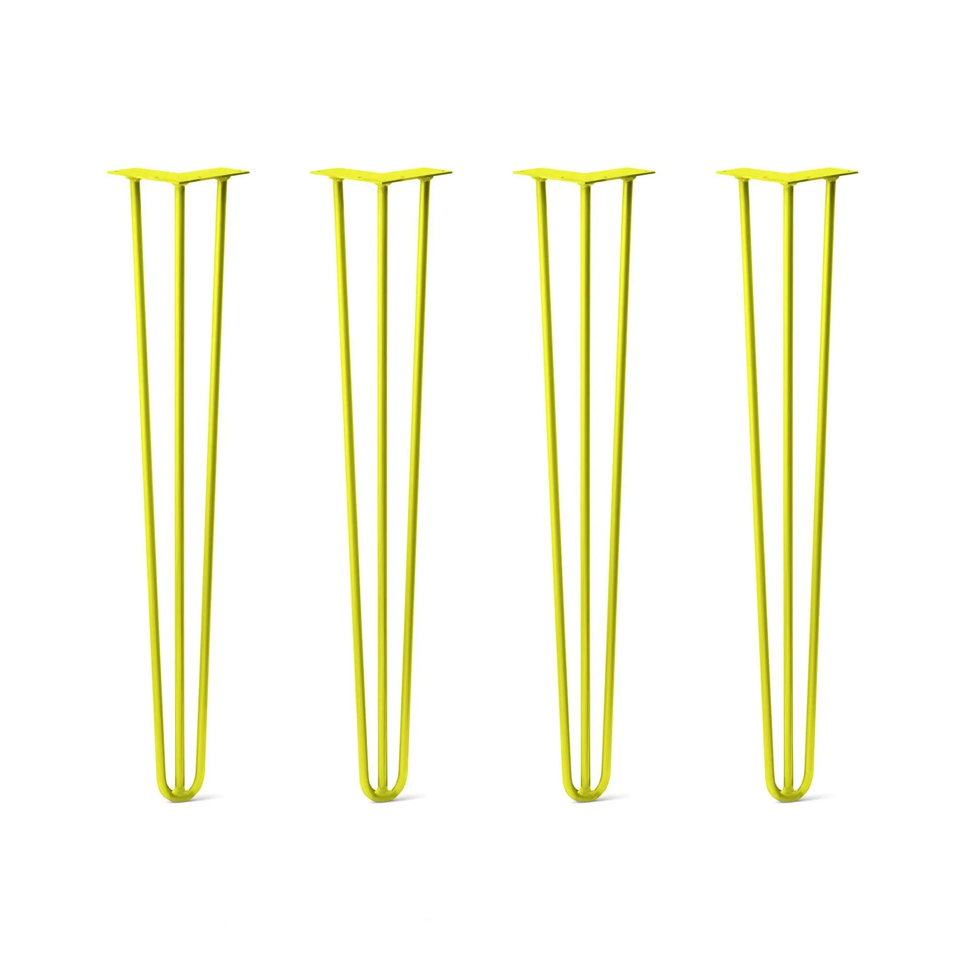 Hairpin Legs Set of 4, 3-Rod Design - Yellow Powder Coated Finish