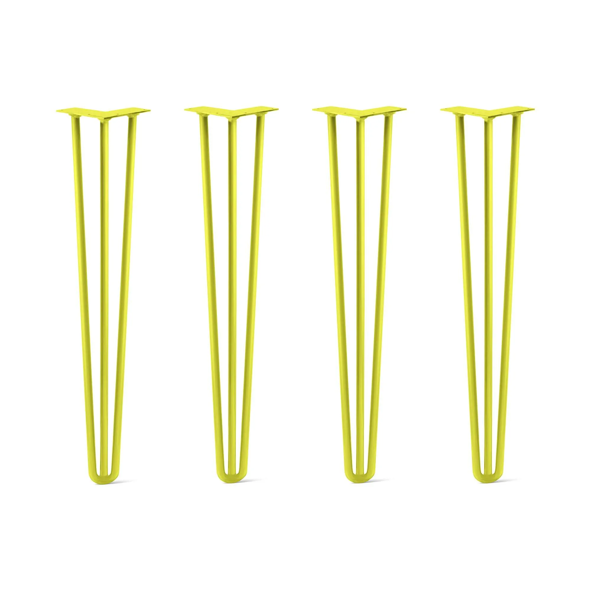 Hairpin Legs Set of 4, 3-Rod Design - Yellow Powder Coated Finish