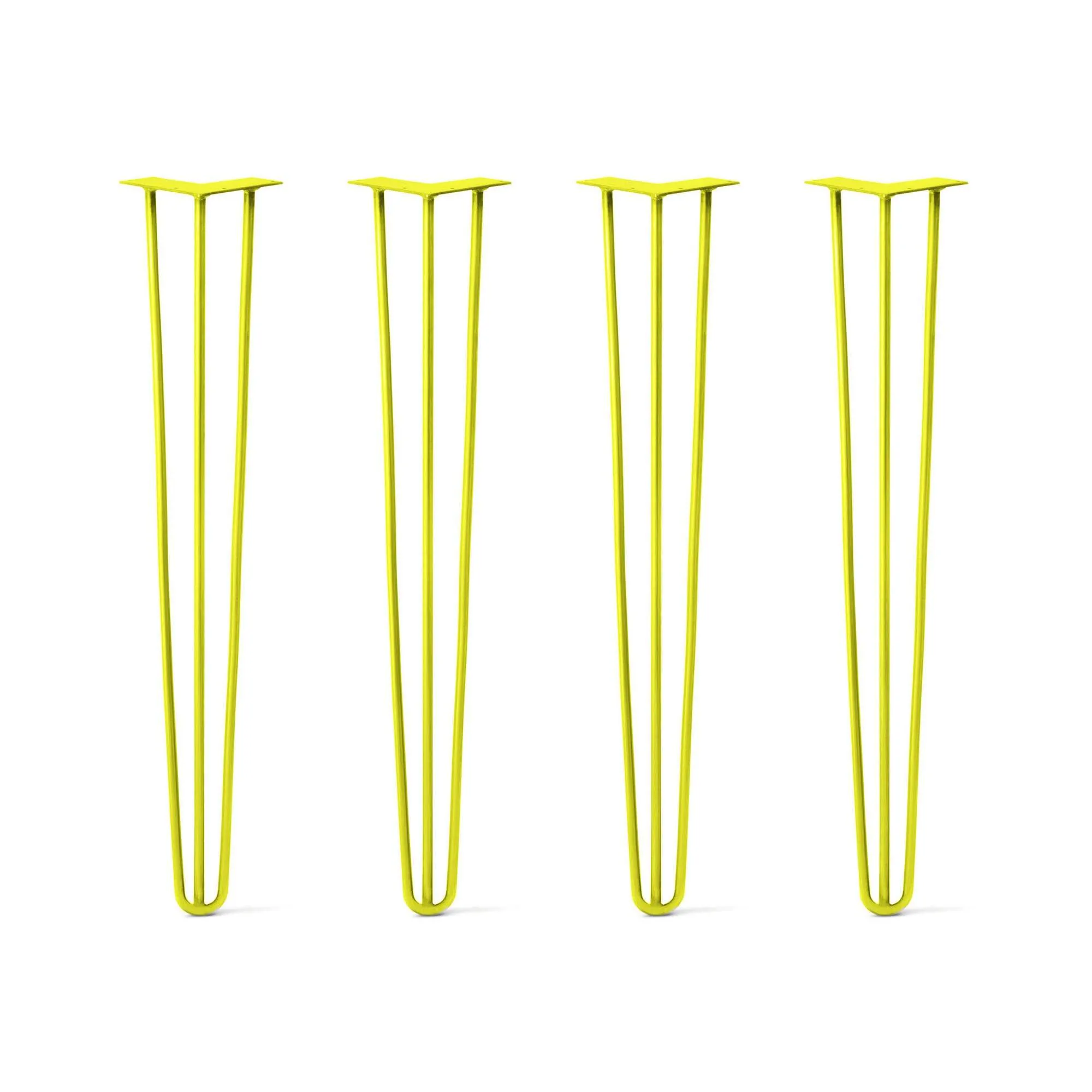 Hairpin Legs Set of 4, 3-Rod Design - Yellow Powder Coated Finish