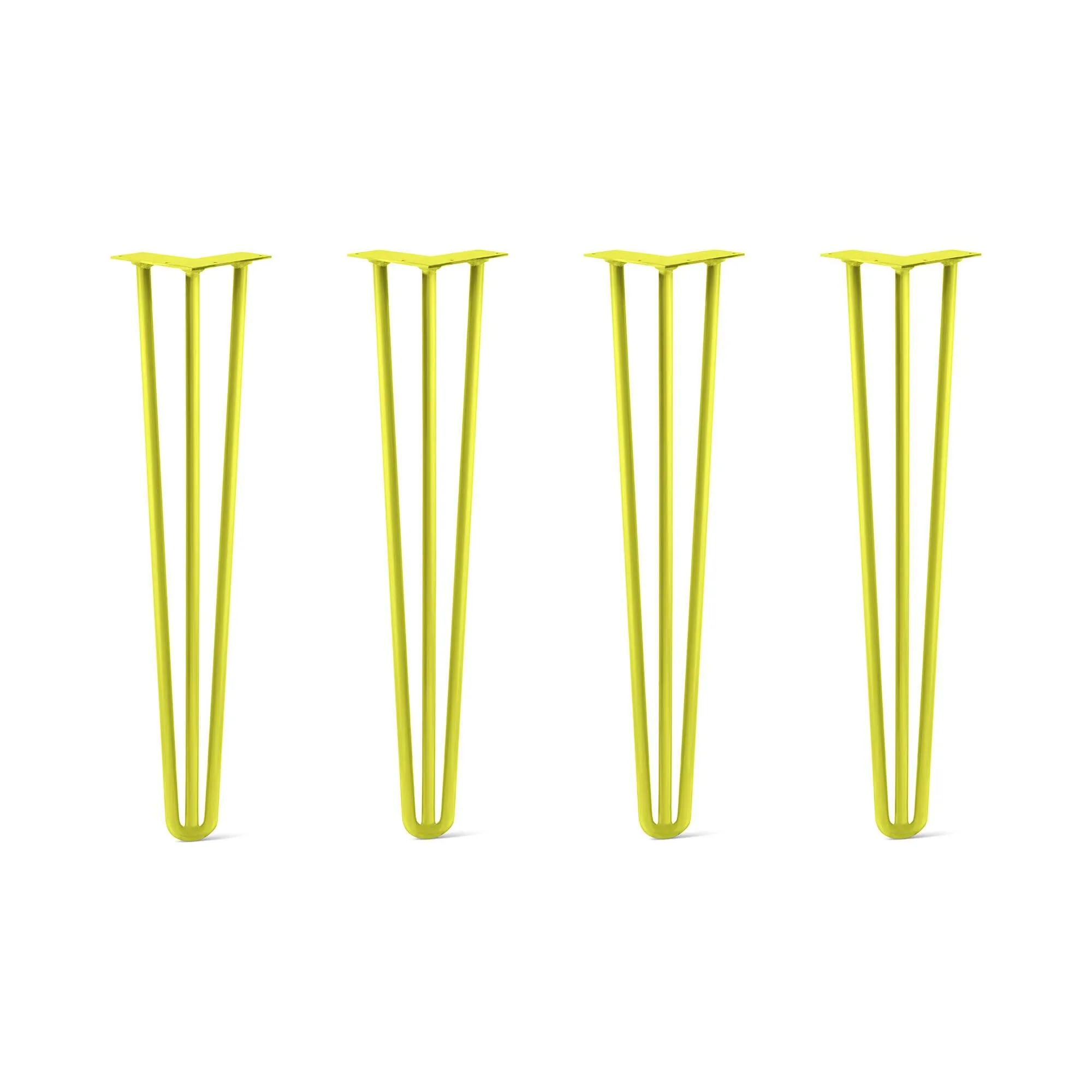 Hairpin Legs Set of 4, 3-Rod Design - Yellow Powder Coated Finish