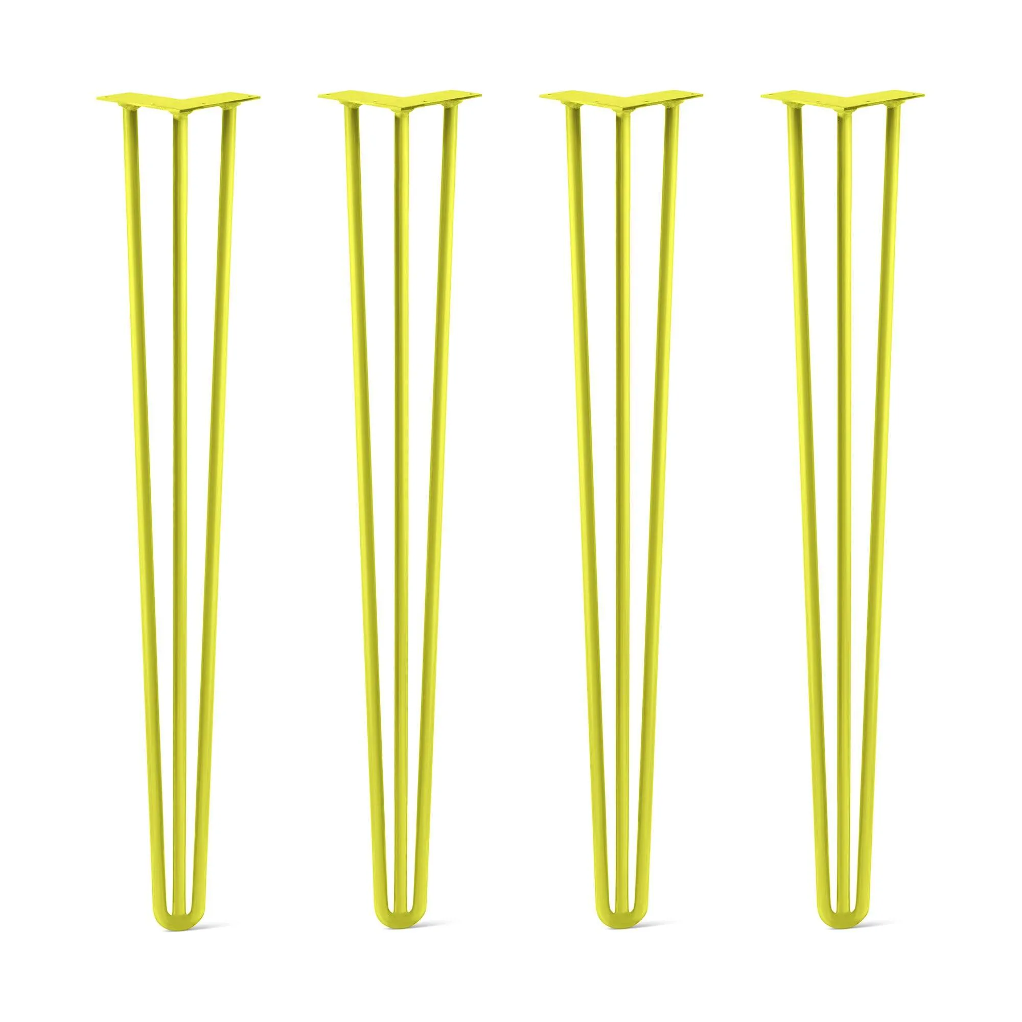 Hairpin Legs Set of 4, 3-Rod Design - Yellow Powder Coated Finish