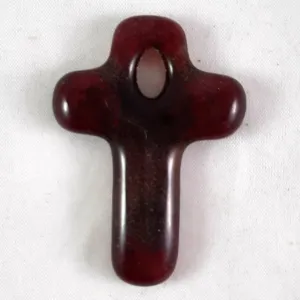 Handmade Art Glass Christian Cross Pendant, Amber and Red, Donation Piece, Design By, Valentine Gift, Mother's DayGift