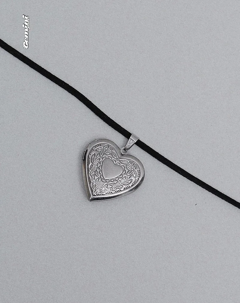 Harley Cord Heart Locket Necklace by Gemini Jewels