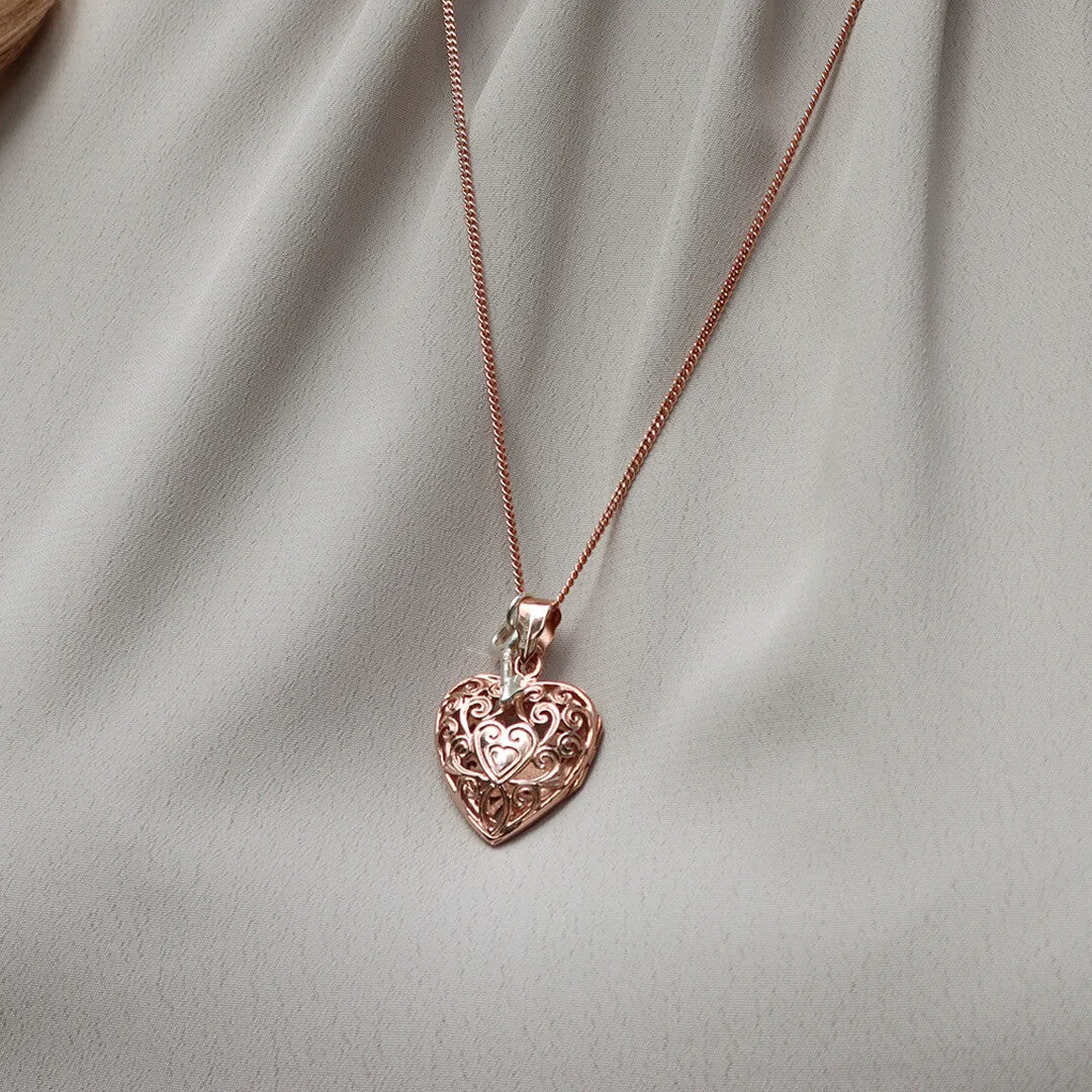 Heart Locket Necklace | Rose Gold