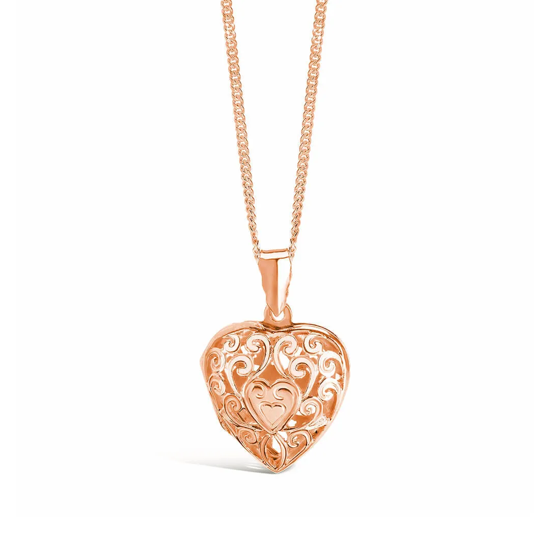 Heart Locket Necklace | Rose Gold