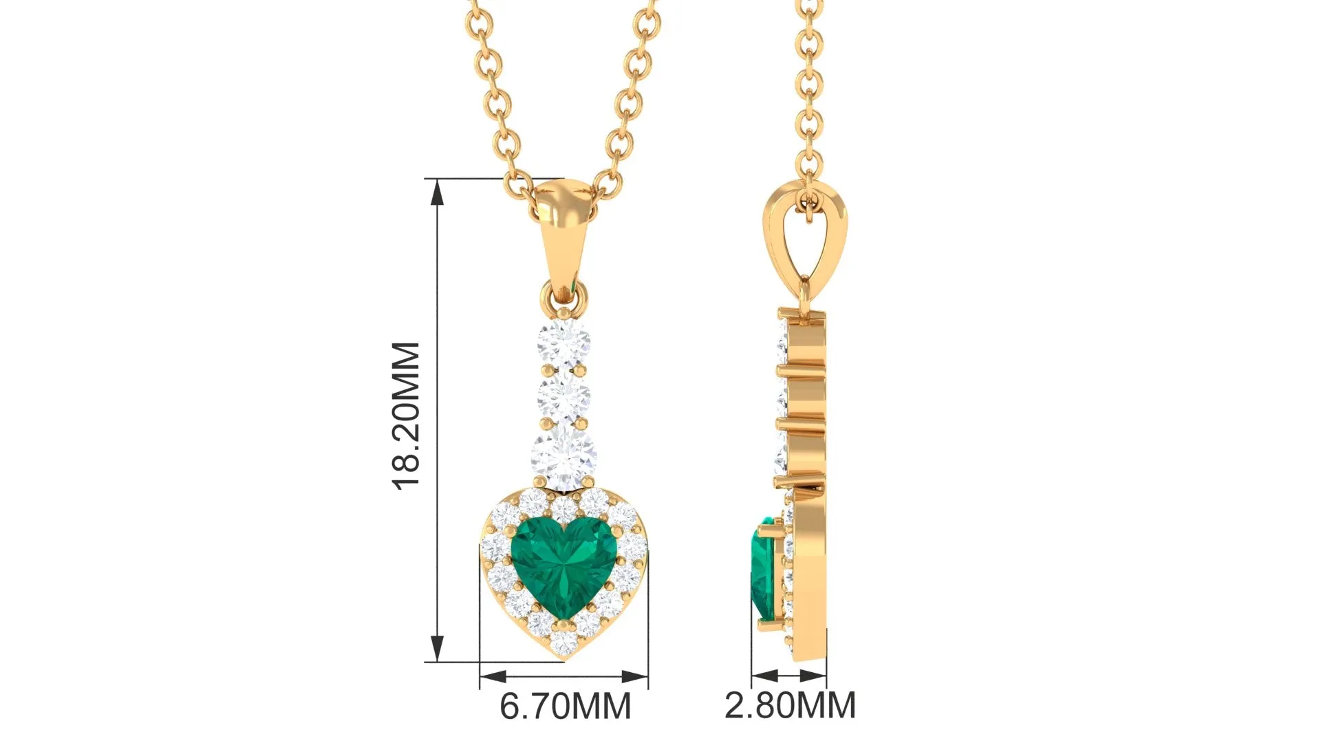 Heart Shape Emerald Drop Pendant with Diamond