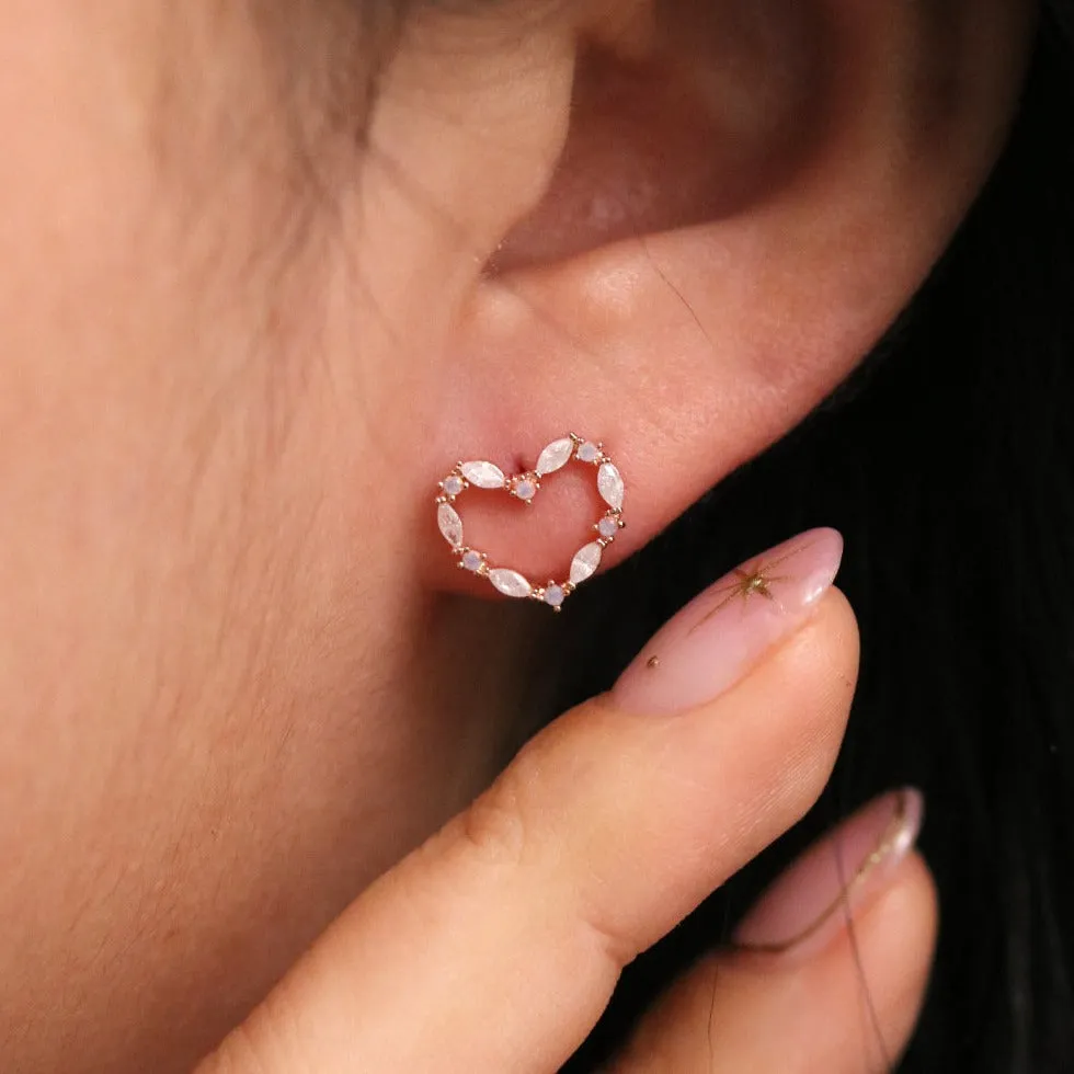 Heart Shaped Moonstone Earrings