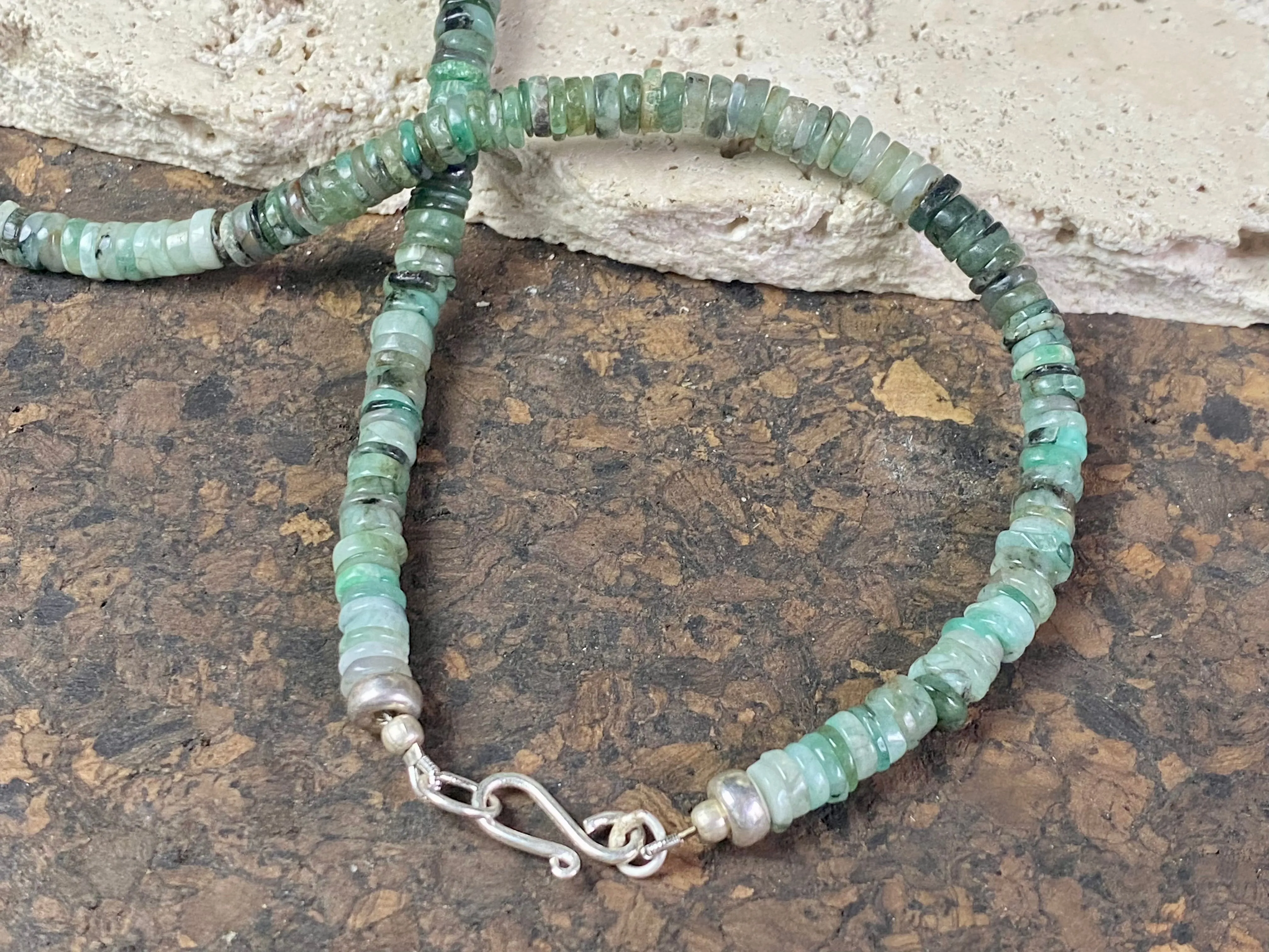 Heshi Cut Emerald Bead Necklace