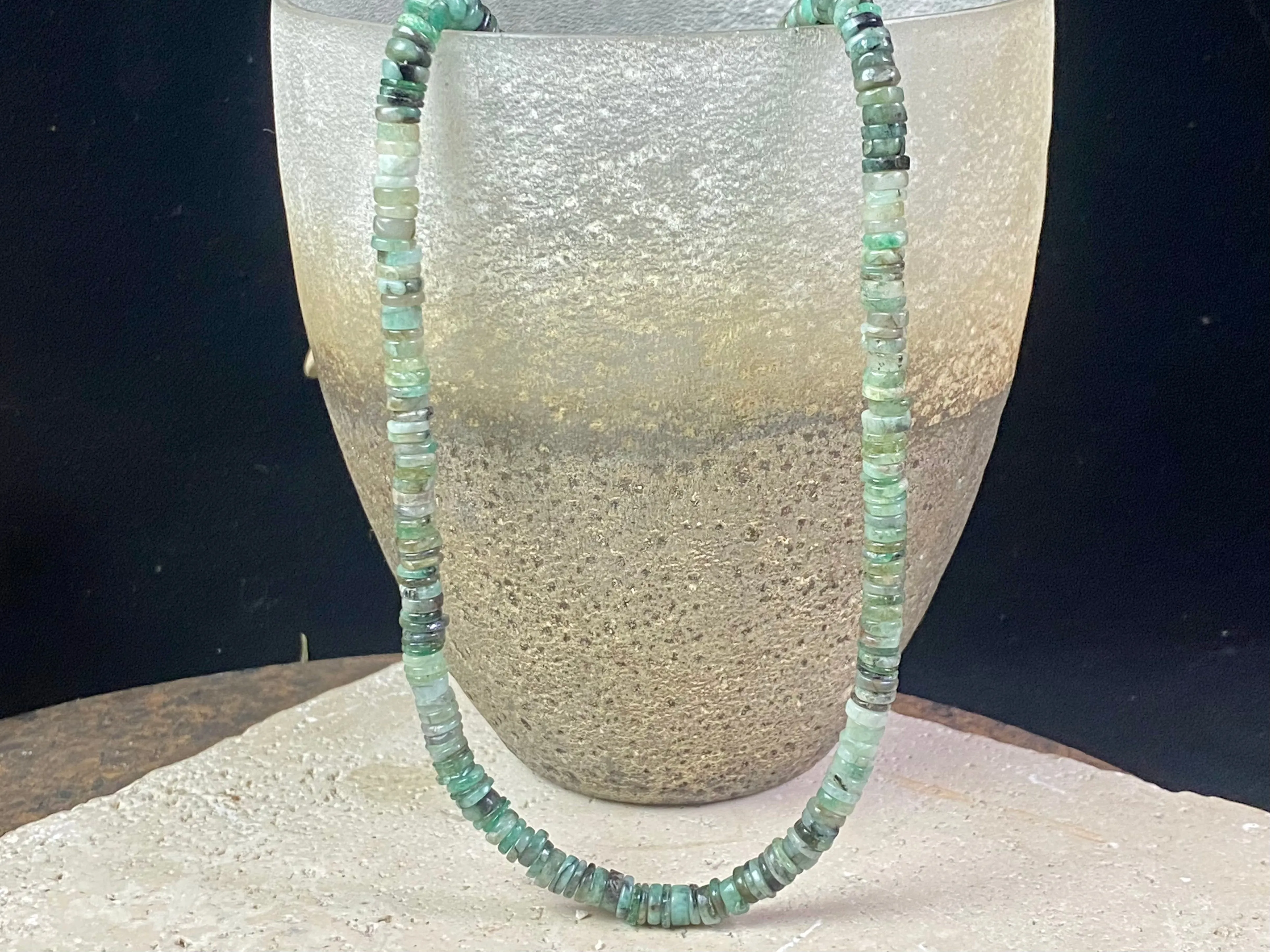 Heshi Cut Emerald Bead Necklace