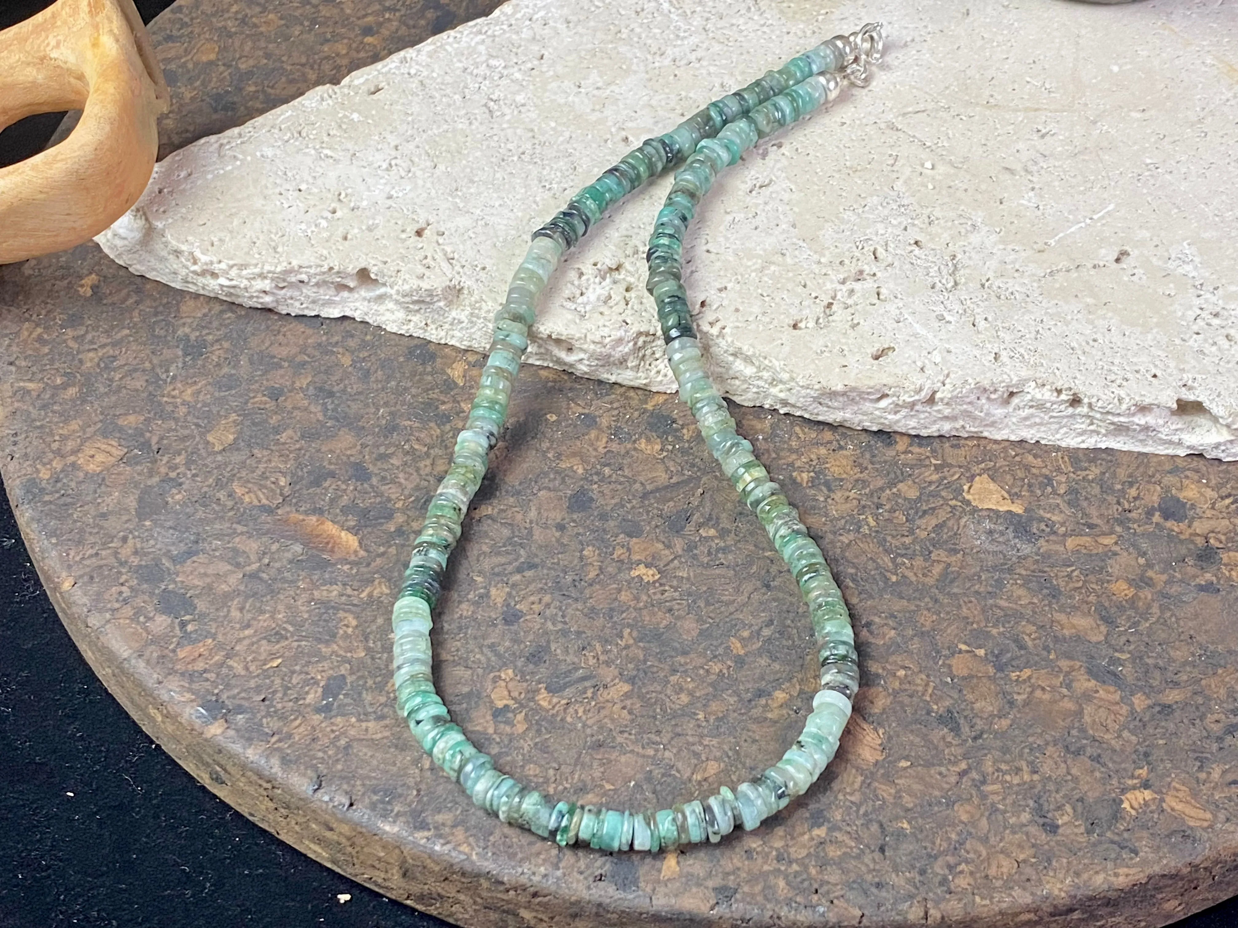 Heshi Cut Emerald Bead Necklace