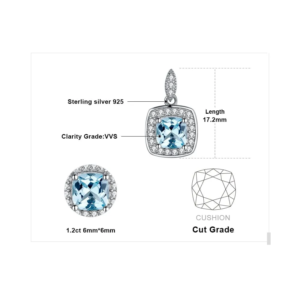 Highclere Cushion Cut Sterling Silver Blue Topaz Necklace