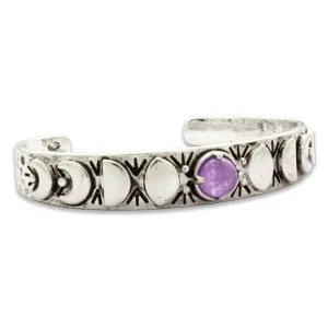 Hiouchi Moon Phases Cuff Bracelet | Amethyst | Silver