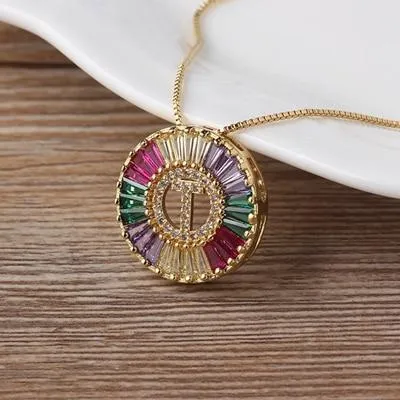 Initial Letter Colourful Women's Pendant Necklaces