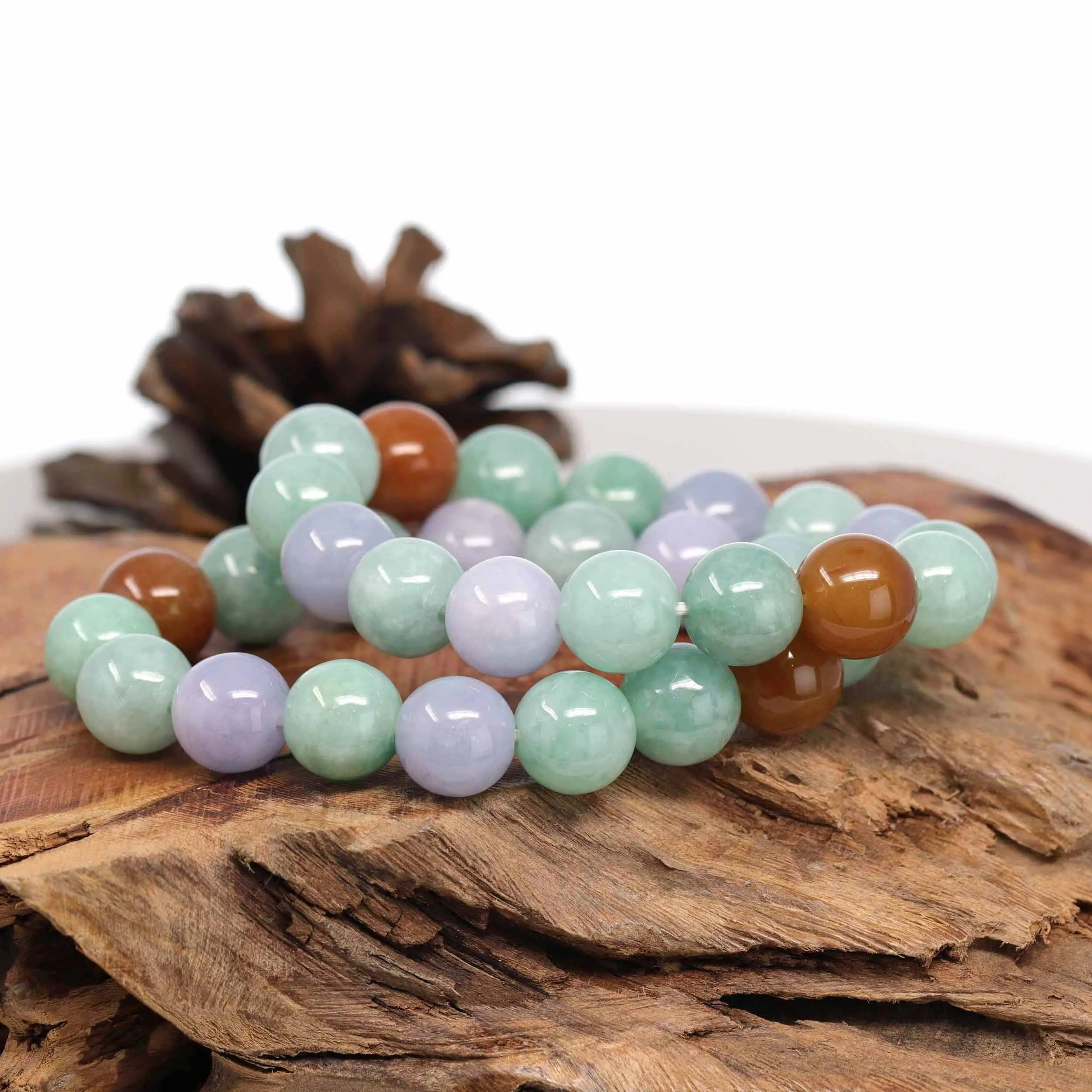 Jadeite Jade 13mm Round Beads Bracelet ( 13 mm ) For Men