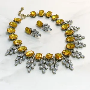 KAYLEE Amber Yellow Statement Necklace Set