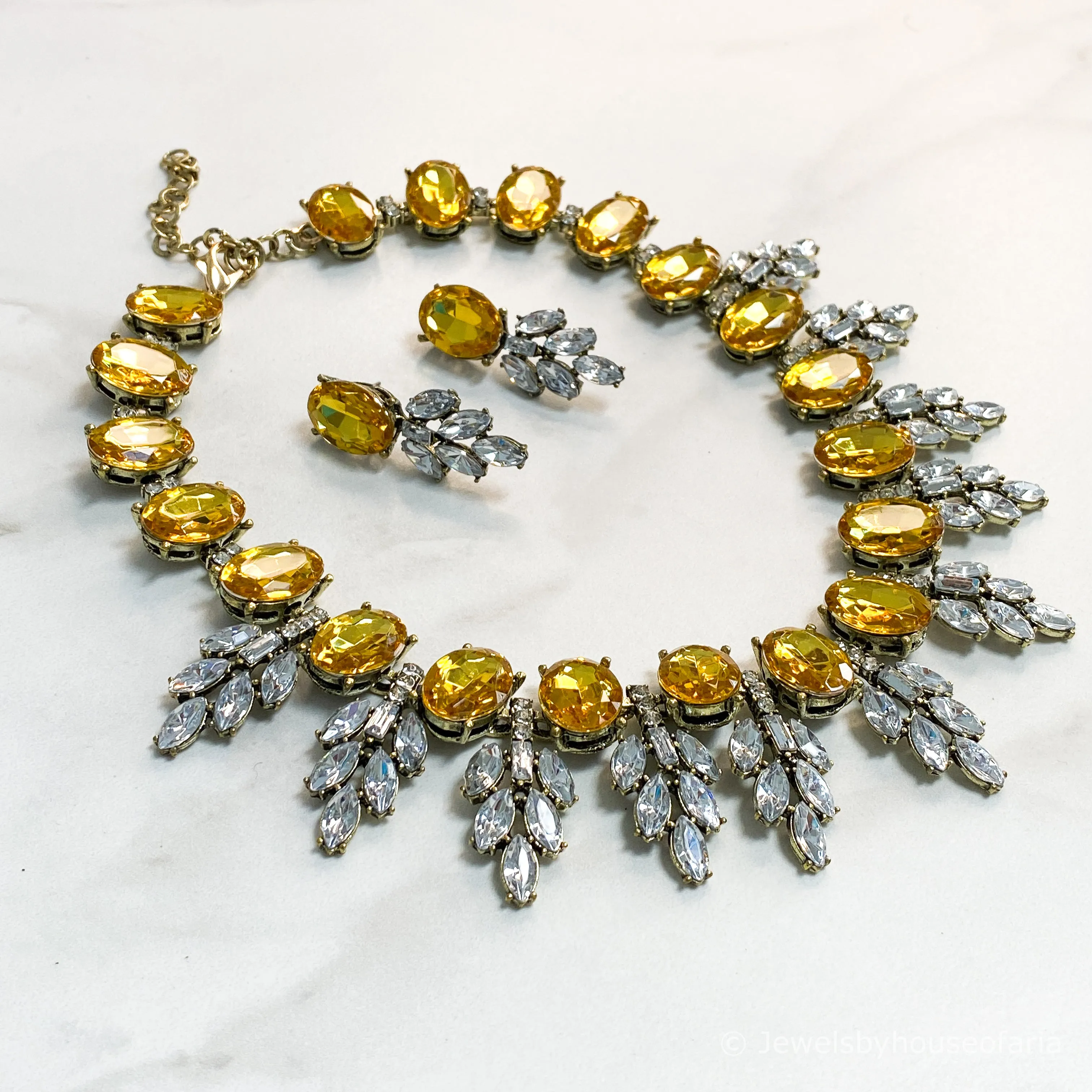 KAYLEE Amber Yellow Statement Necklace Set