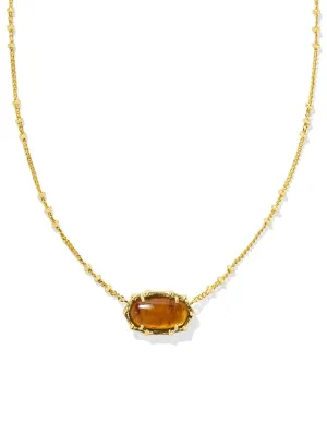 Kendra Scott Bamboo Frame Necklace - Gold Marbled Amber Illusion