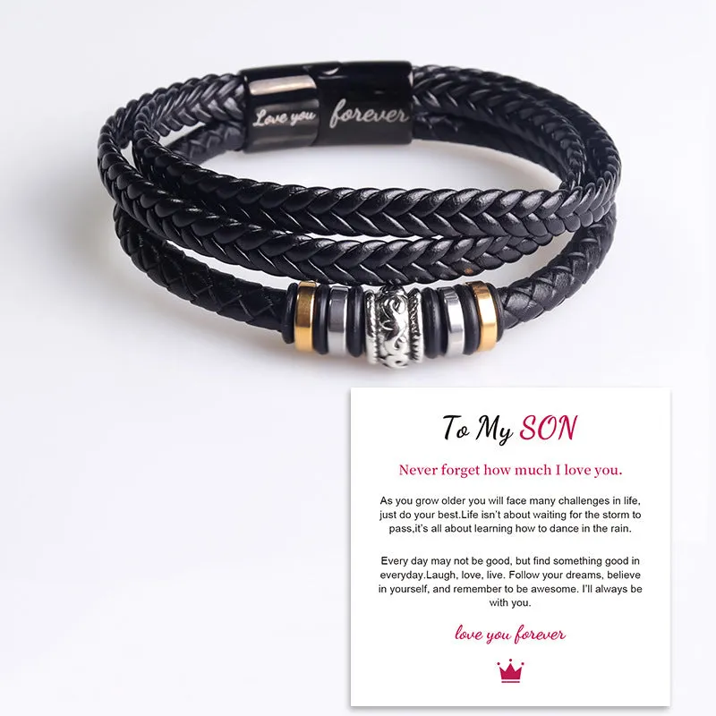 Laser Fashion Titanium Leather Cord Bracelet