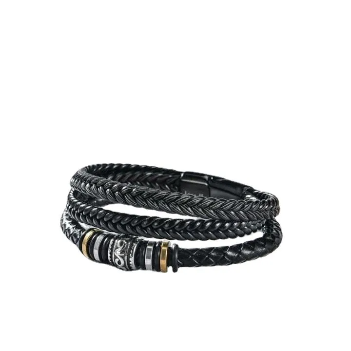 Laser Fashion Titanium Leather Cord Bracelet