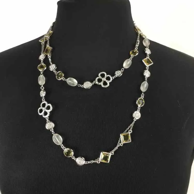 Lia Sophia Silver/Amber Necklace