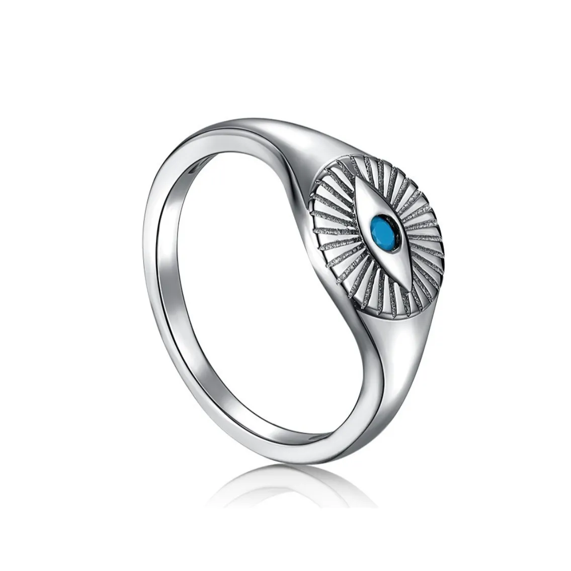 Light Blue Evil Eye Protection Signet Ring