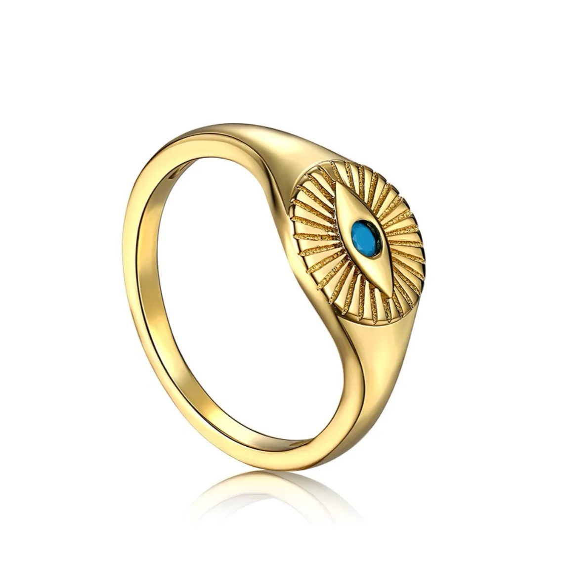 Light Blue Evil Eye Protection Signet Ring