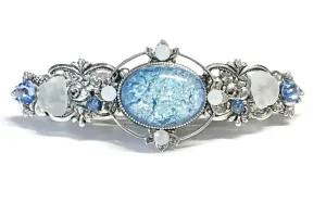 Light Denim Blue Glass Opal Hair Barrette