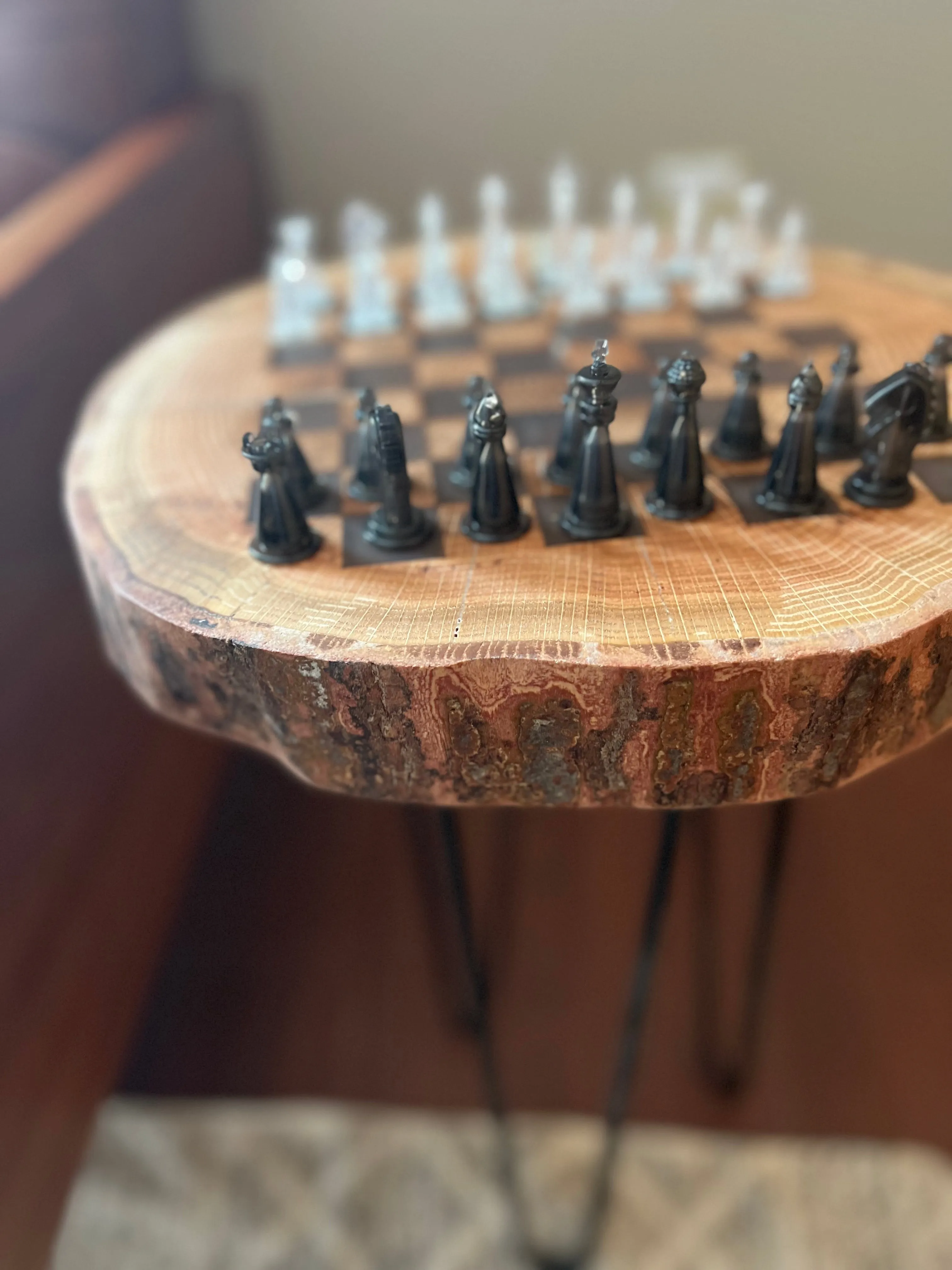 Live Edge Chess Table