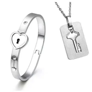 Locked Love Bracelet with Key Necklace