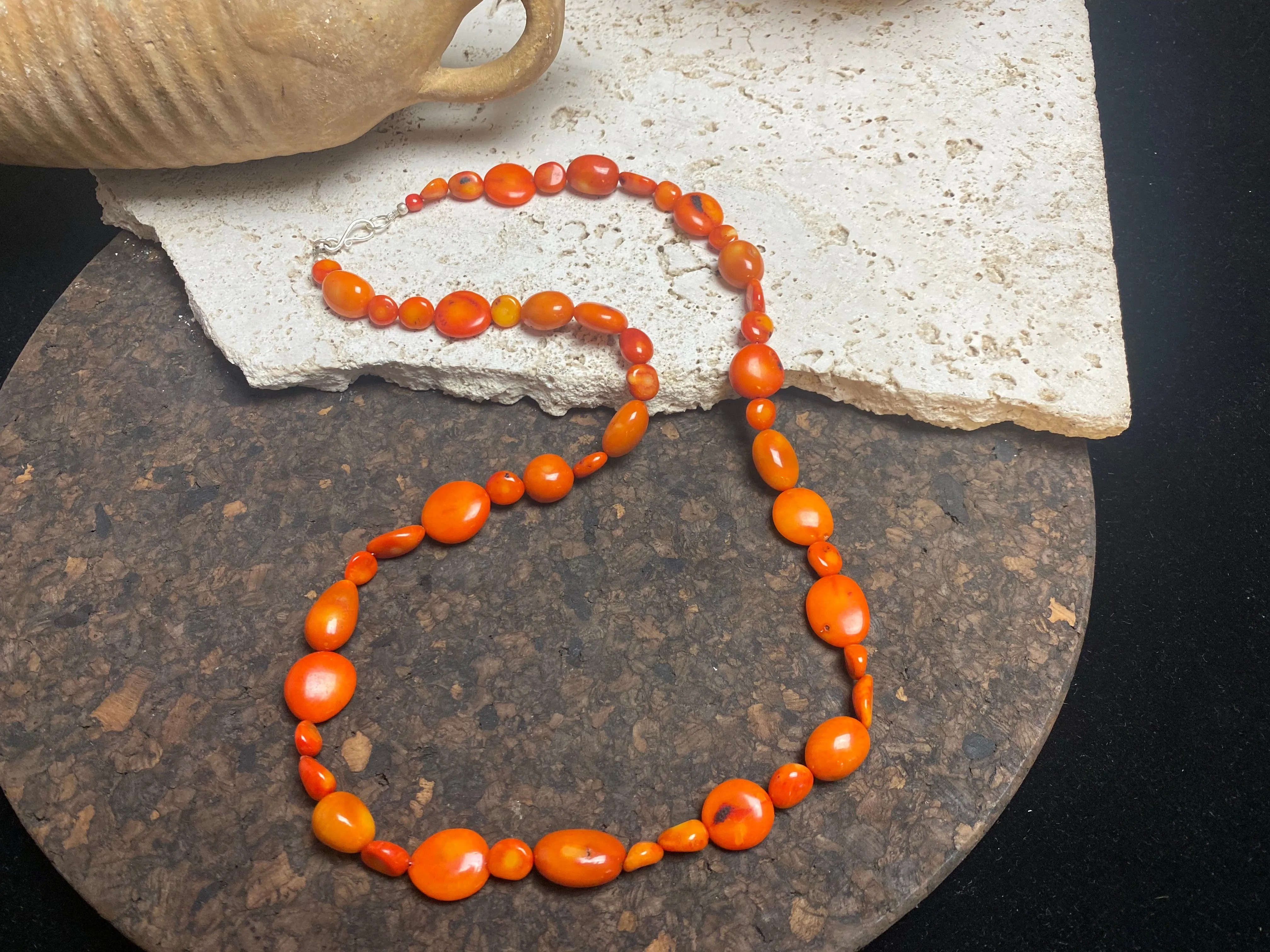 Long Red Coral Necklace