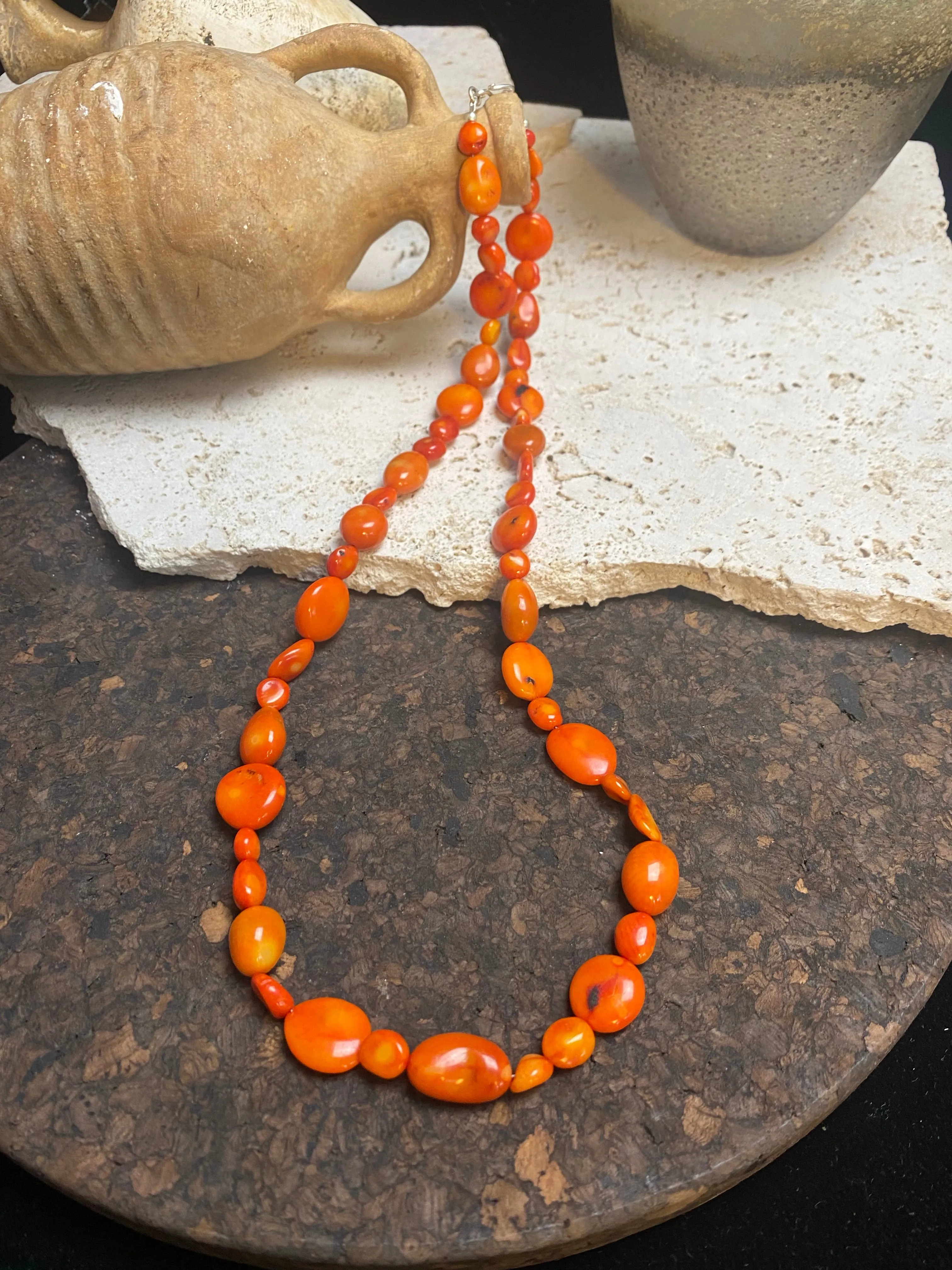 Long Red Coral Necklace