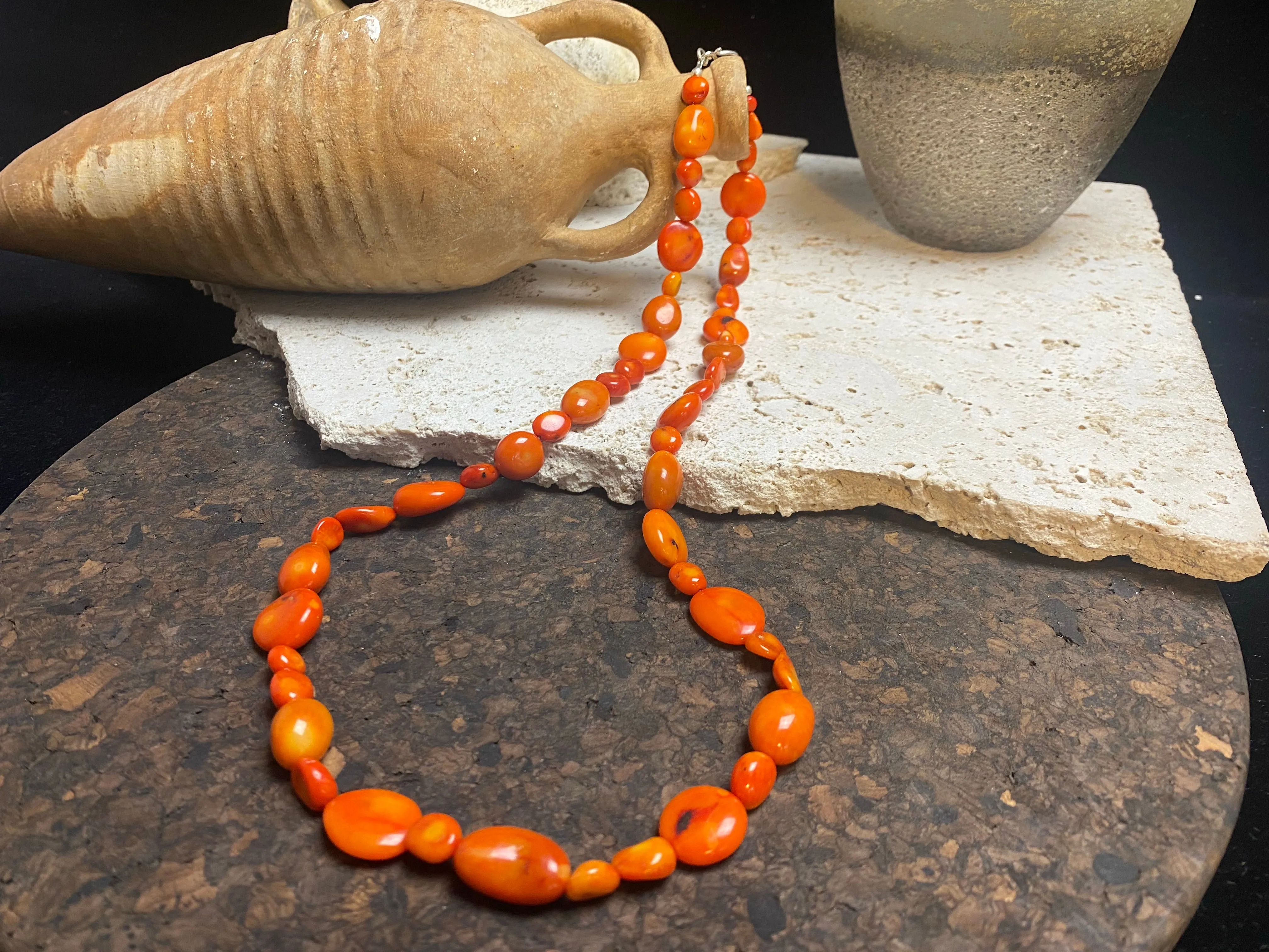 Long Red Coral Necklace