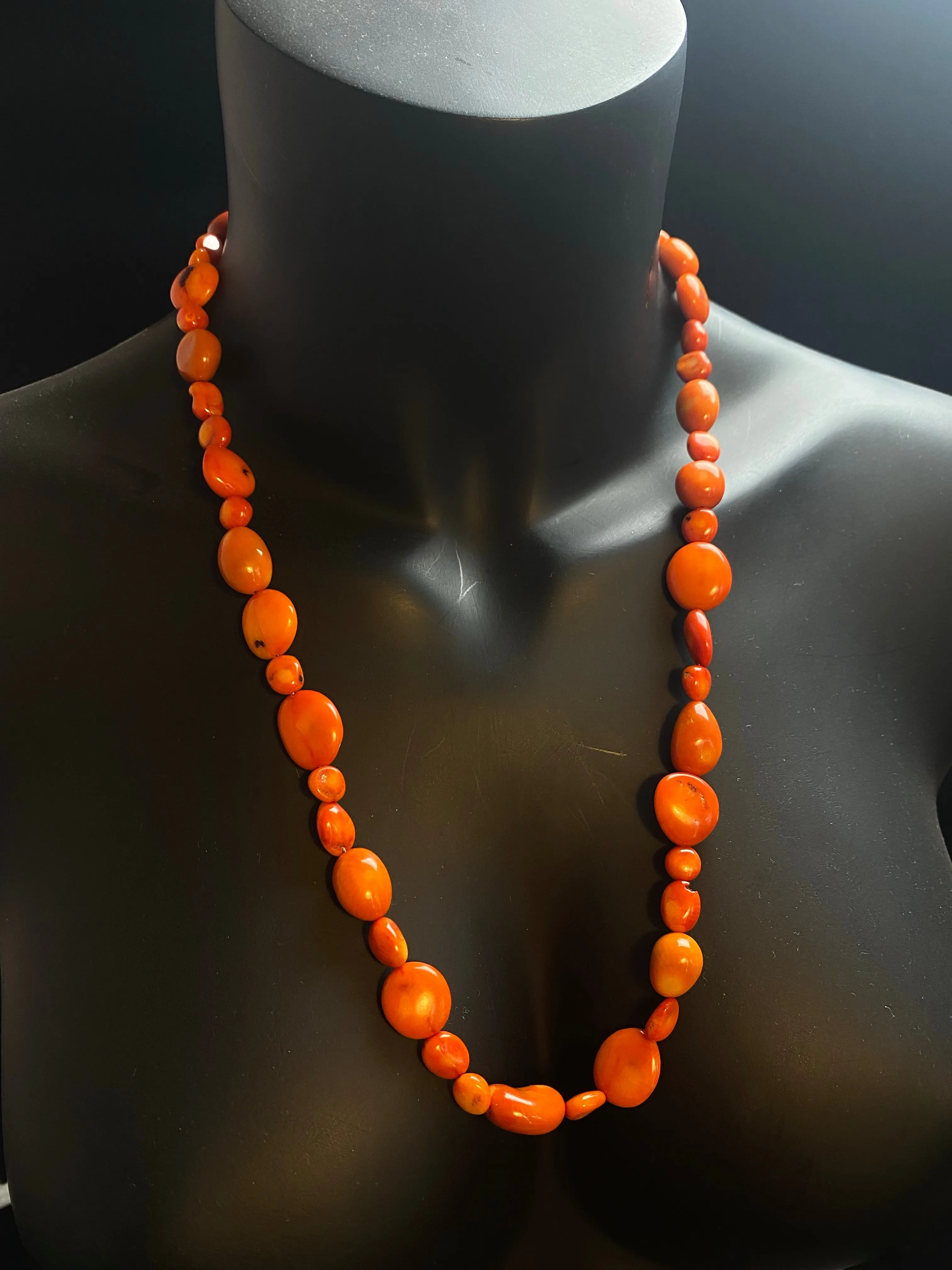 Long Red Coral Necklace