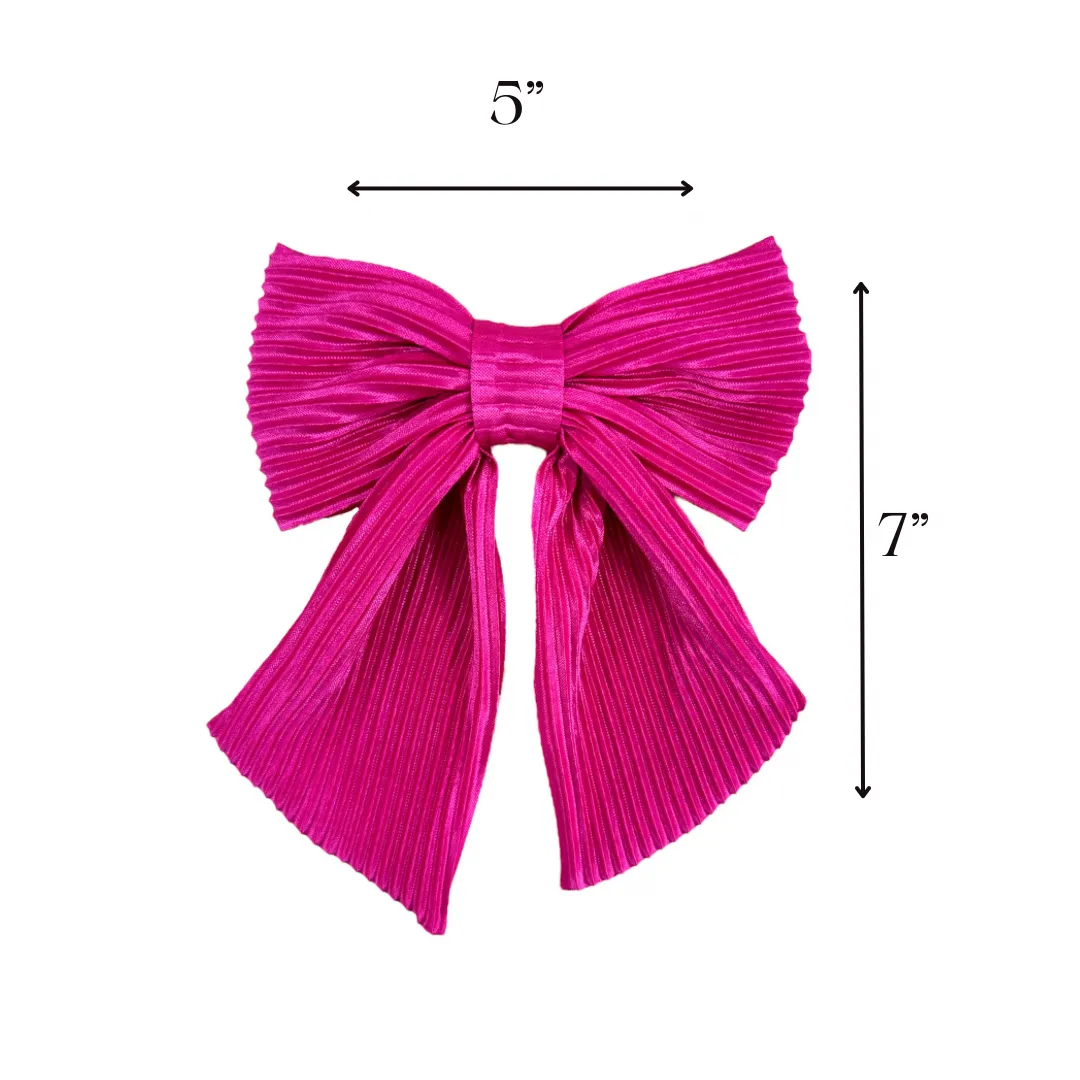 Magenta Pink Pleated Hair Bow