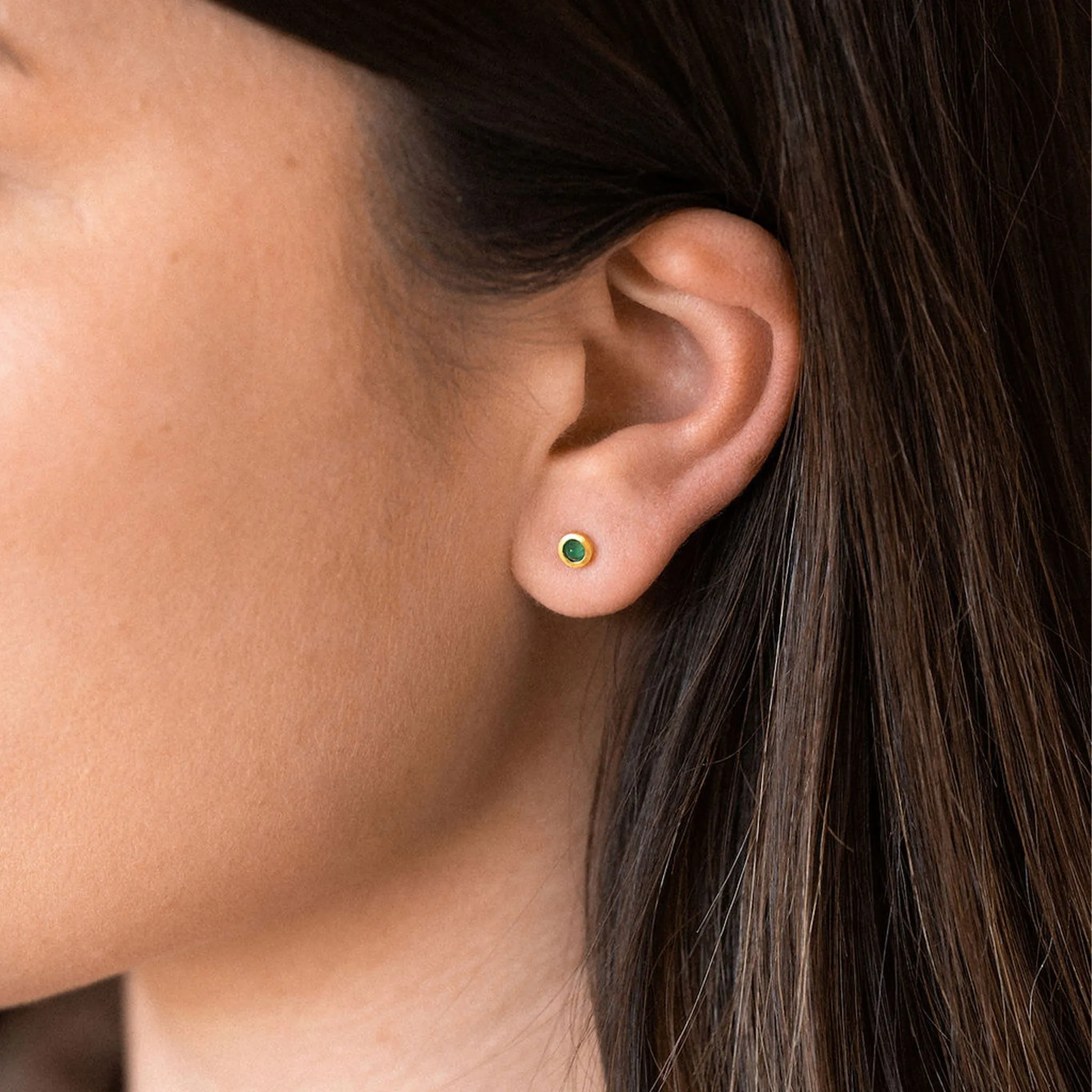 May Emerald Birthstone Stud Earrings