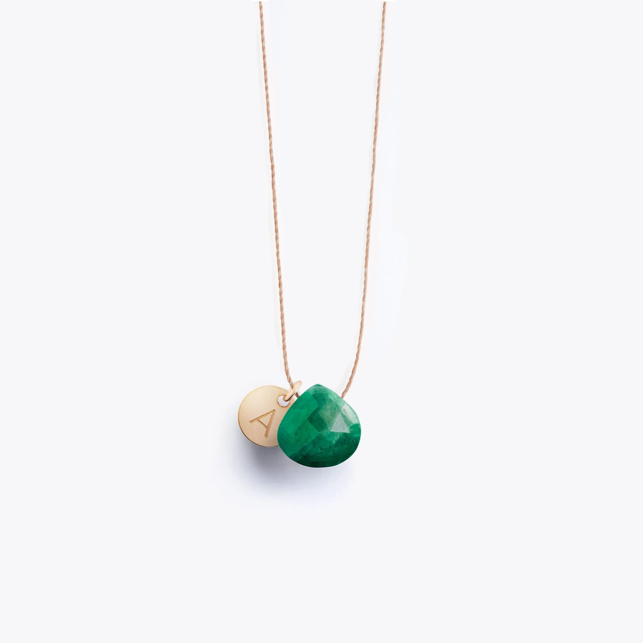 May Emerald Fine Cord Birthstone Necklace