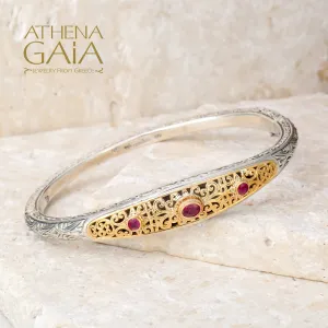 Mediterranean Thin Gemstone Bangle Bracelet