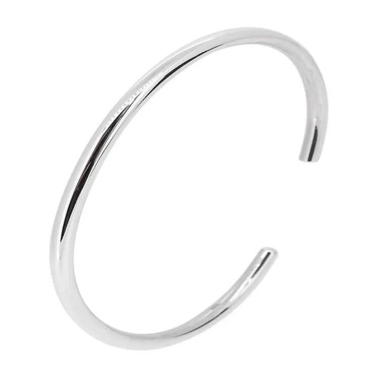 Men's 925 Sterling Silver Classic Torque Bangle | Polished Silver Bar Bracelet