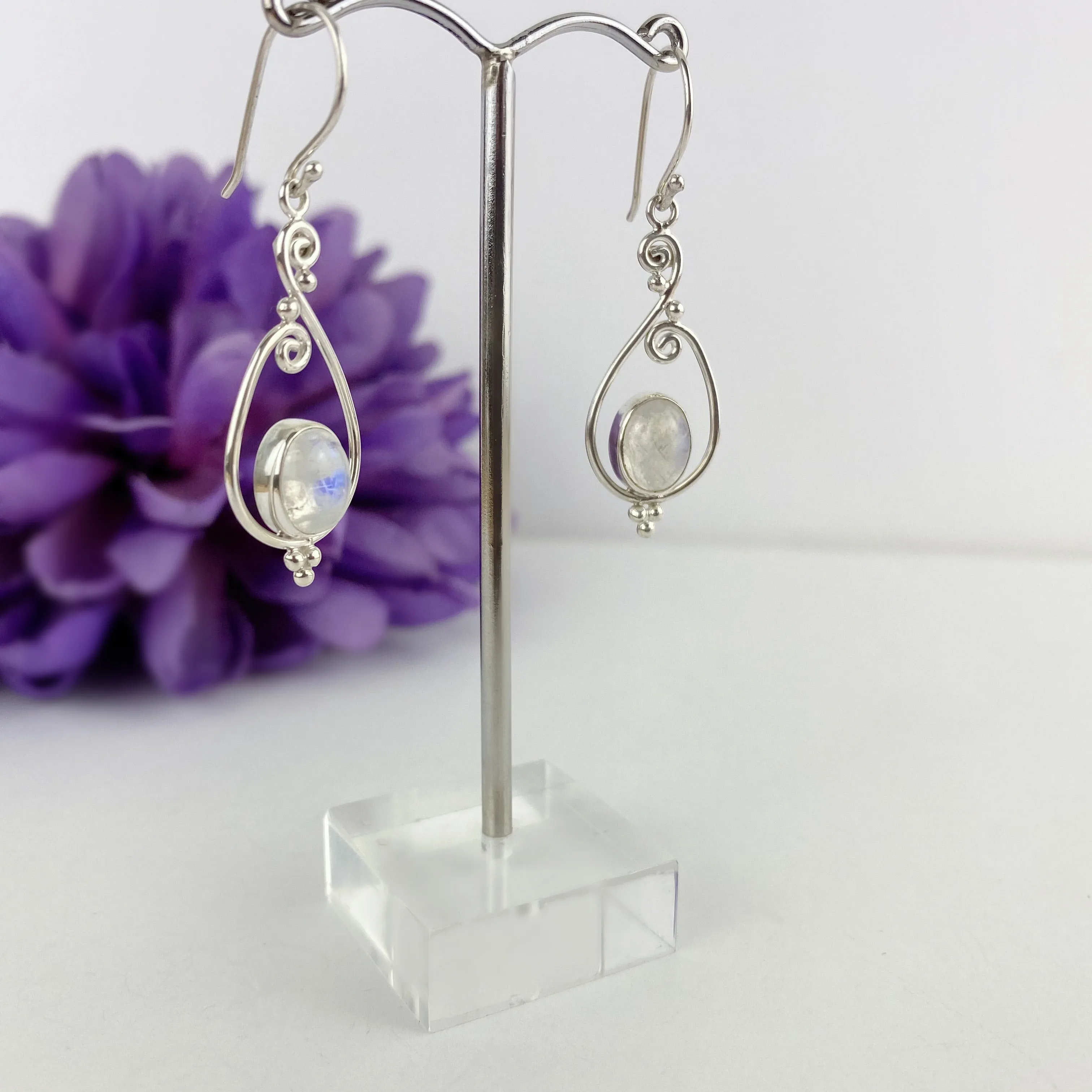 Moonstone Swirl Earrings - VE236