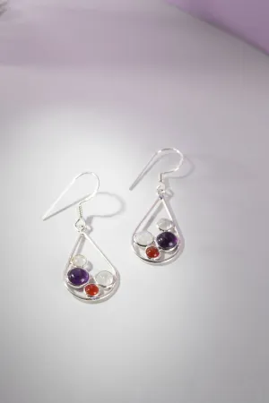 Multi Gemstone Teardrop Earrings