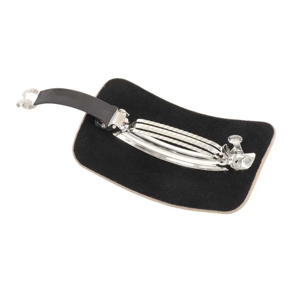 Muted Rectangular Faux Leather Barrette Clip