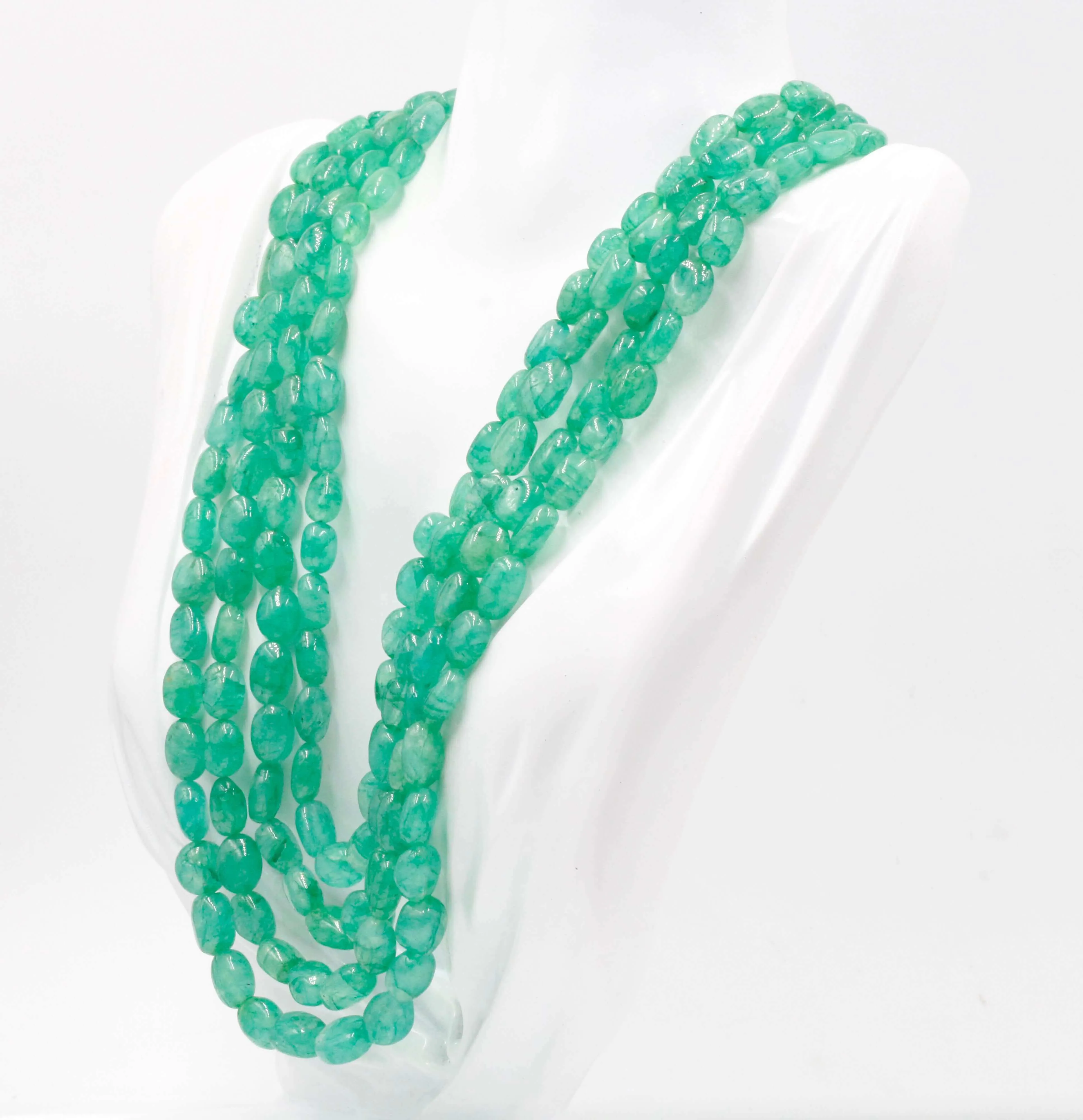 Natural Emerald Beaded Necklace Emerald Gemstone Necklace Indian Necklace Sarafa Necklace Green Necklace Genuine Gemstone SKU 6142924