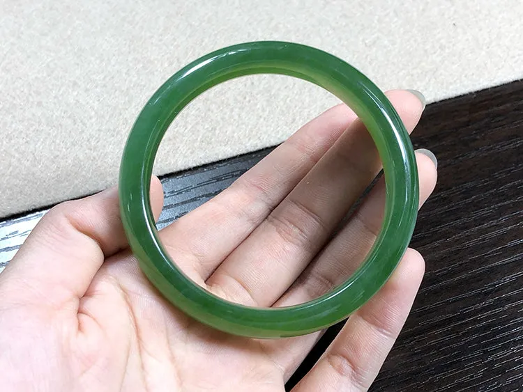 Natural Jade Bangle Nephrite Bangle Internal Diameter 60mm NBE014