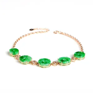 Natural Jade Bracelet Jadeite Gold Bracelet BT16