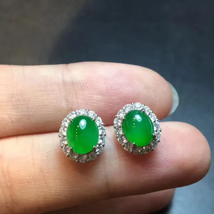 Natural Jade Earrings Jadeite Earrings NEG70