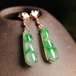 Natural Jade Earrings Jadeite Gold Earrings EG27