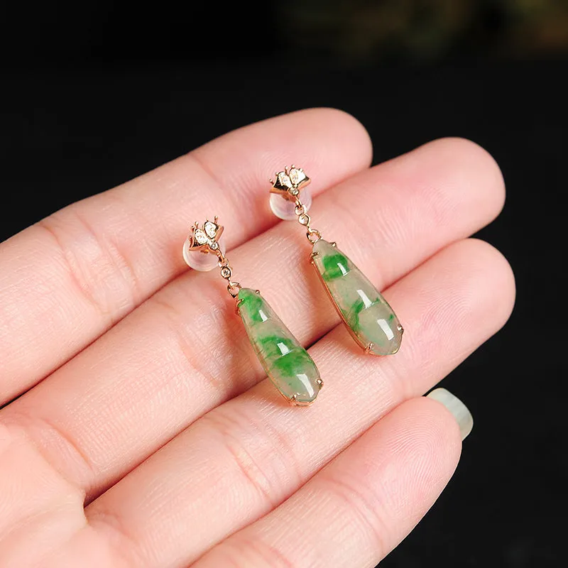 Natural Jade Earrings Jadeite Gold Earrings EG27